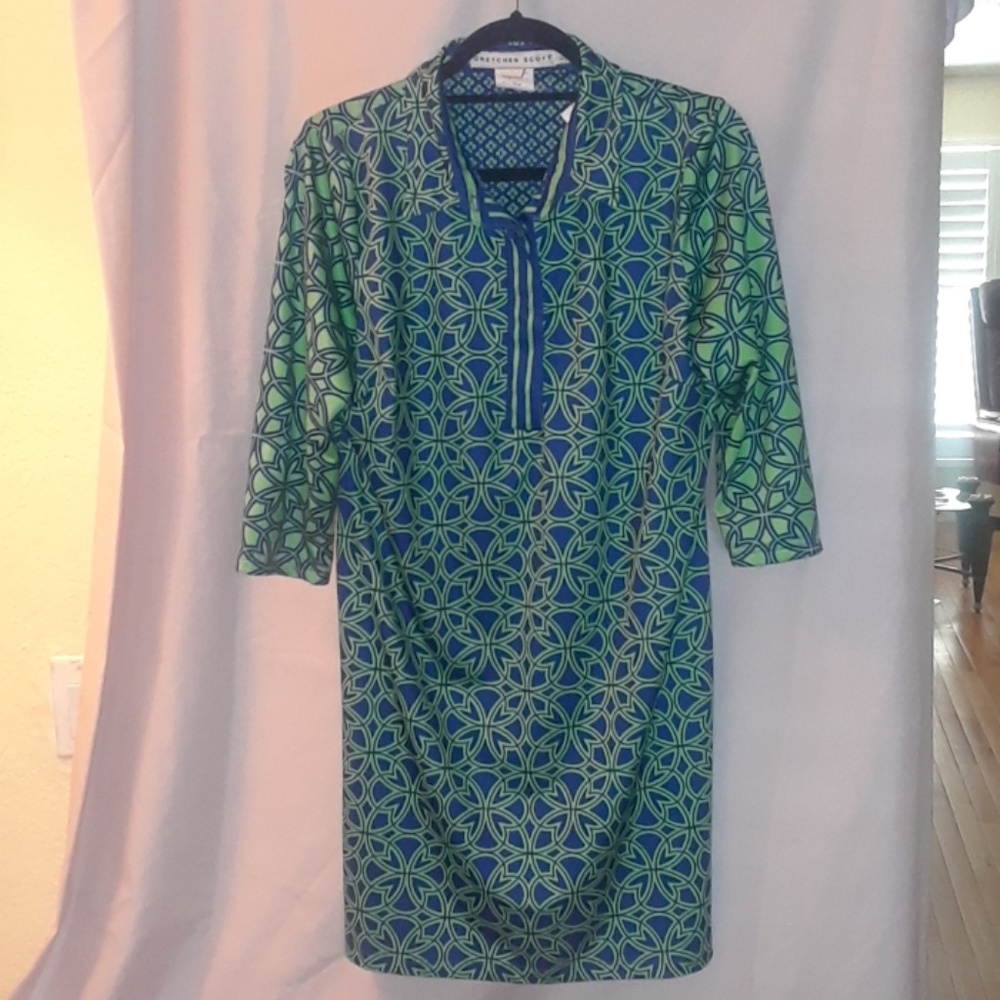 NWOT Gretchen Scott Green & Blue Dress